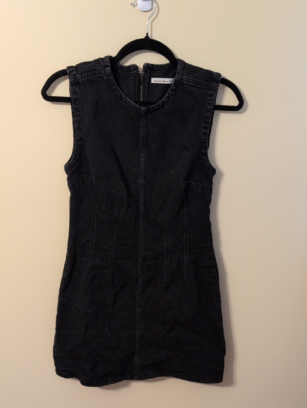 Abercrombie & Fitch Washed Black Denim Sleeveless Mini Dress